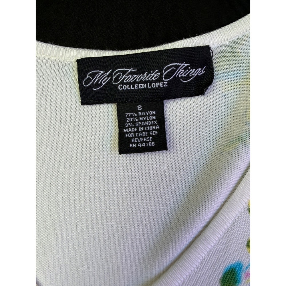 My Favorite Things Colleen Lopez Floral Sweater Top Small White Sequin Bead - Picture 10 of 14